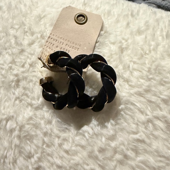 Net chunky faux leather twist Hoops - Picture 3 of 3